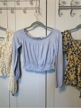 Bundle of 3 H&M cream with flowers , Divided blue and SHEIN yellow and black .
